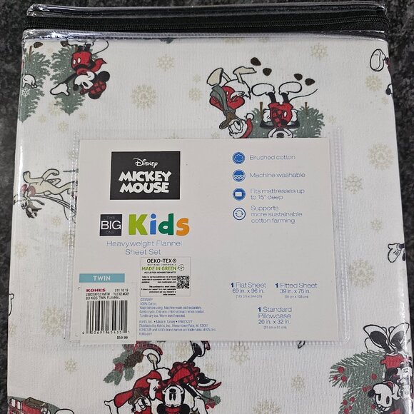 Mickey Mouse Christmas Sheets Flannel Twin - Picture 2 of 2